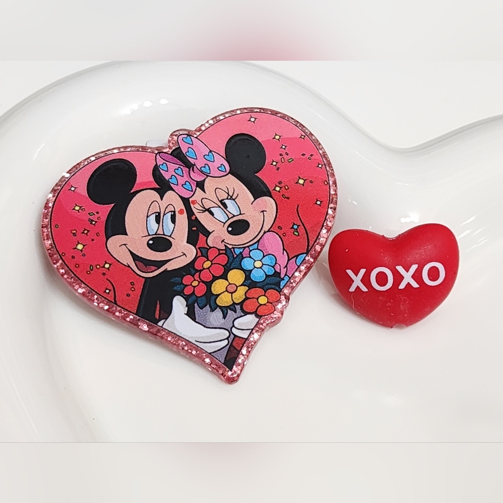 Acrylic Flatback Valentine Beads XOXO Love Badge Crafts‎ Keychain Magnet Heart